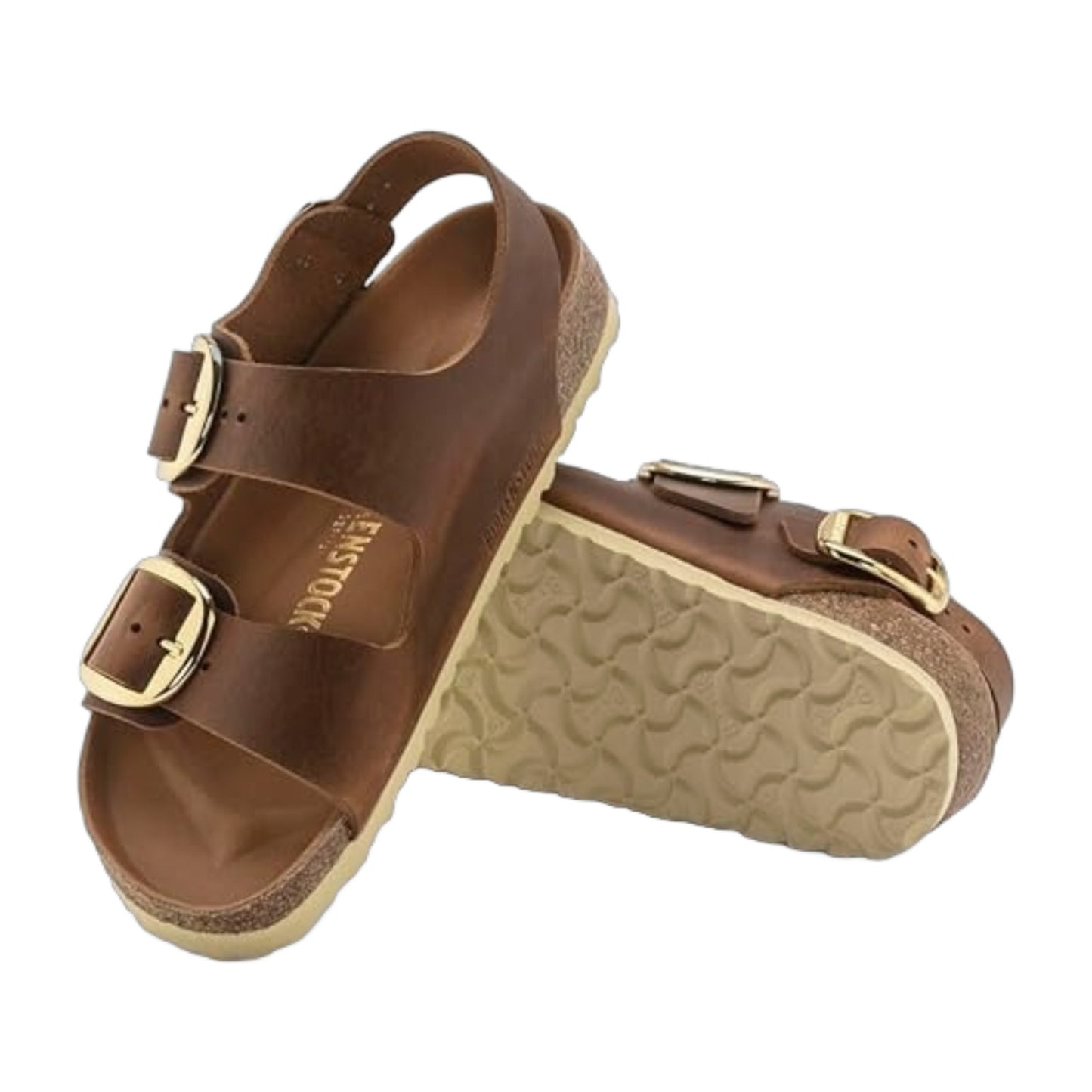 Birkenstock Unisex Milano Big Buckle Natural Leather Cognac