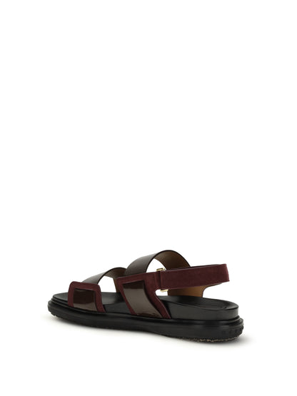 Sandals Fussbett Dark Brown/Bordeaux