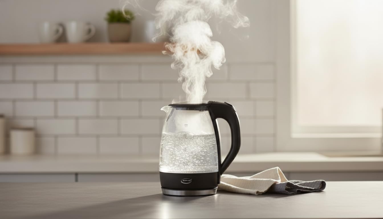 1.7L Glass Electric Kettle with Removable Lid & Boil-Dry Protection