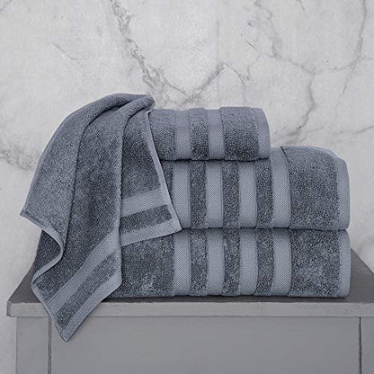 Luxury Italian Silk and Cotton Modal Towels - Ultra Plush Lustrous 4 Piece Towel Set - Classic Turkish Towels