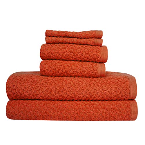 Towels Beyond Luxury 6 Piece Genuine Cotton Bath Towel Set - Jacquard Woven Soft Textured Towels Made with 100% Turkish Cotton - Classic Turkish Towels