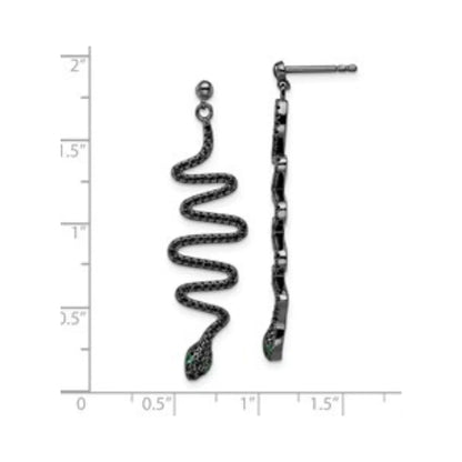 Black Spinel Snake Dangle Earrings