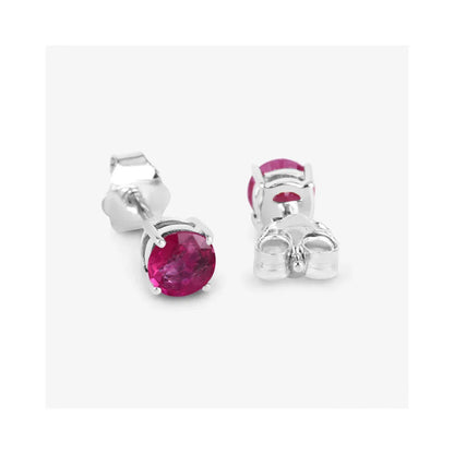 0.86 Ct Round Pink Ruby Prong 10K Gold Stud Earrings