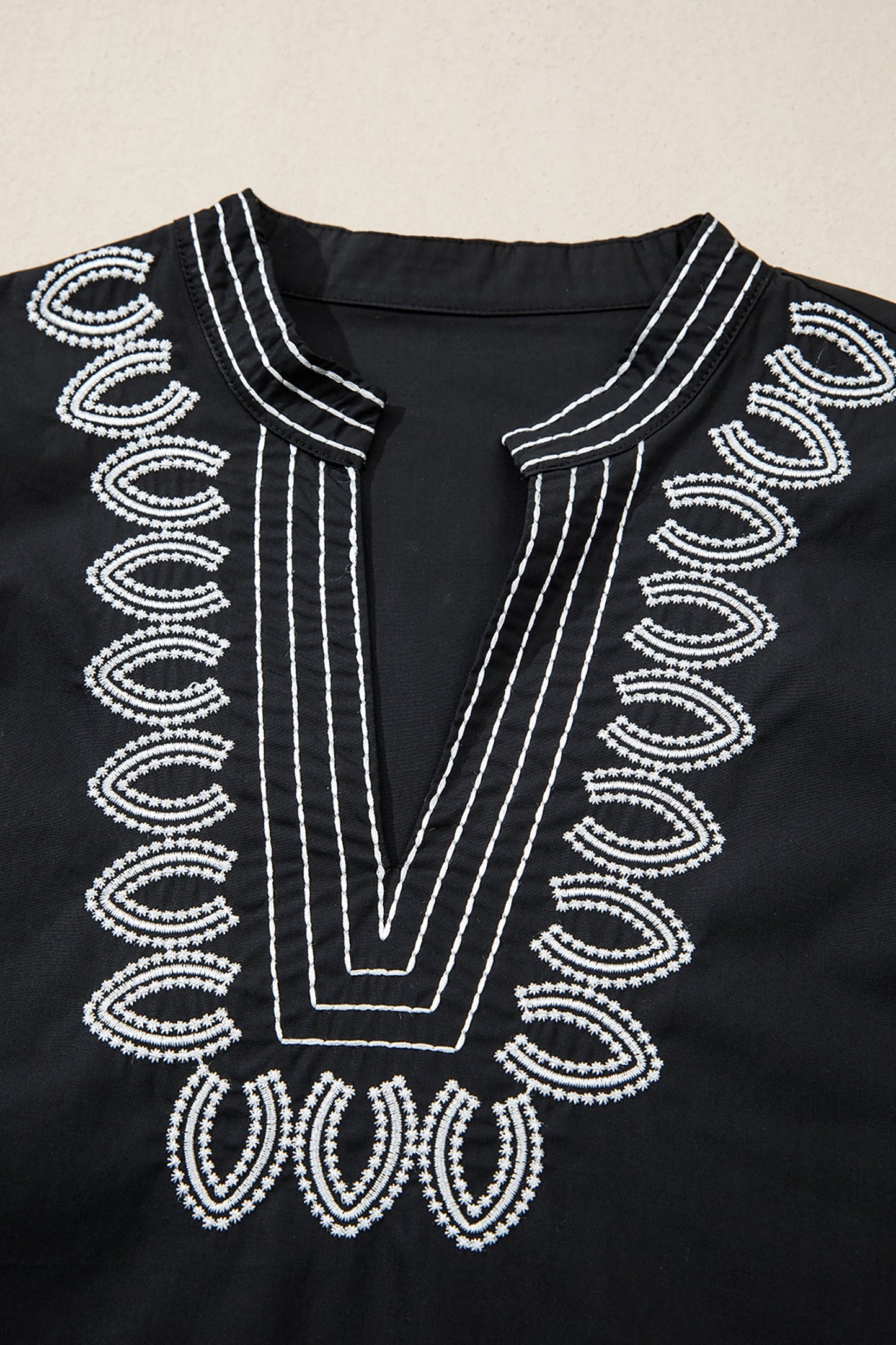Threaded Pear Raelynn Contrast Embroidered Detail Blouse
