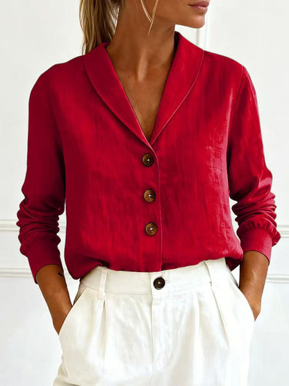 Women's Cotton-Linen Peter Pan Collar Button-Up Shirt – 6 Colors S–3XL