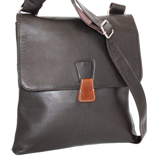 Nino Bossi California Leather Crossbody Bag - Chocolate