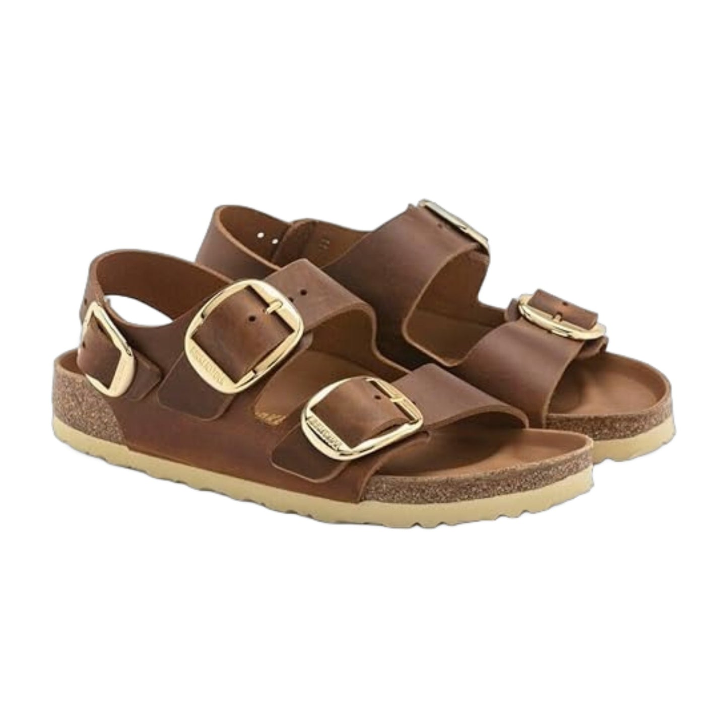 Birkenstock Unisex Milano Big Buckle Natural Leather Cognac