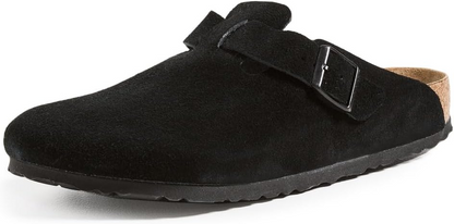 Birkenstock Boston Black Suede Clogs