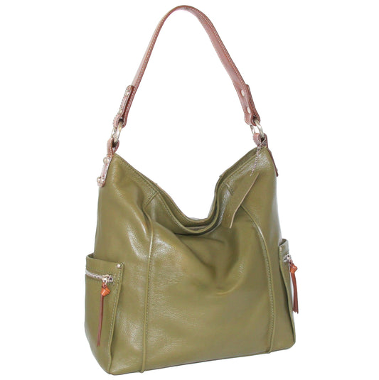 Alberta Leather Hobo in Loden