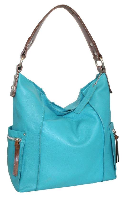 Alberta Leather Hobo in Turquoise