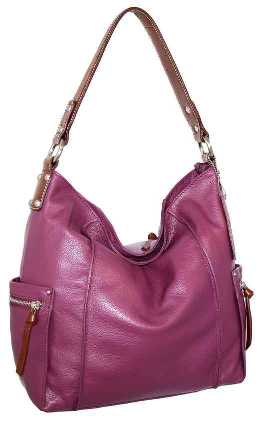 Alberta Leather Hobo in Viola