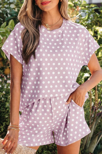 Threaded Pear Kaiya Dot Print Short Set