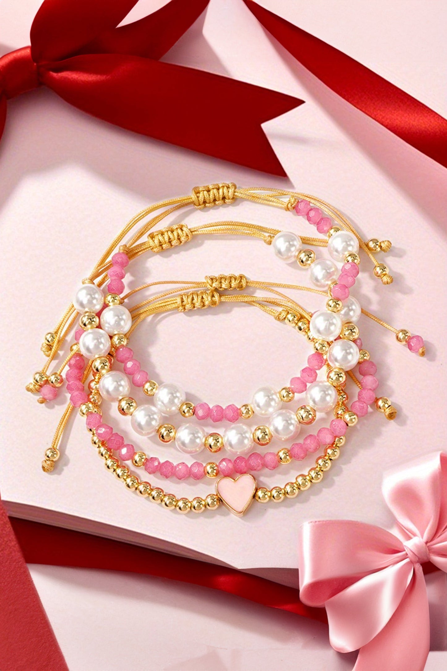 Threaded Pear Chelsea String 4pcs Bracelet Set