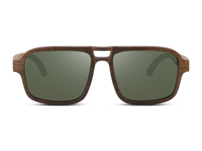 Flyer | Natural w/ Green | Wooden Sunglasses