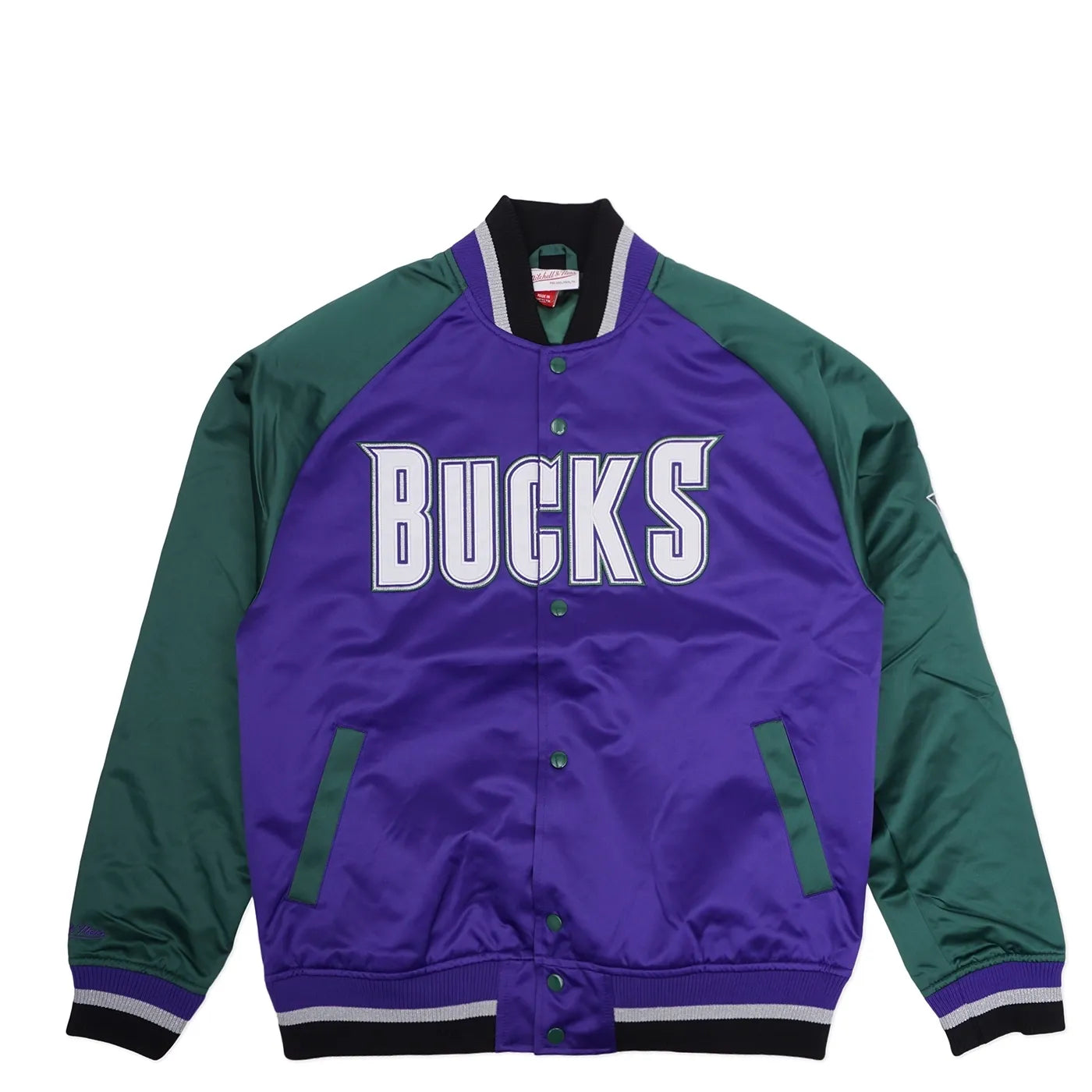 Mitchell & Ness Men's Playmaker Lightweight Satin Jacket Vintage Logo Bucks