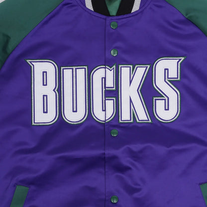 Mitchell & Ness Men's Playmaker Lightweight Satin Jacket Vintage Logo Bucks