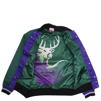 Mitchell & Ness Men's Playmaker Lightweight Satin Jacket Vintage Logo Bucks