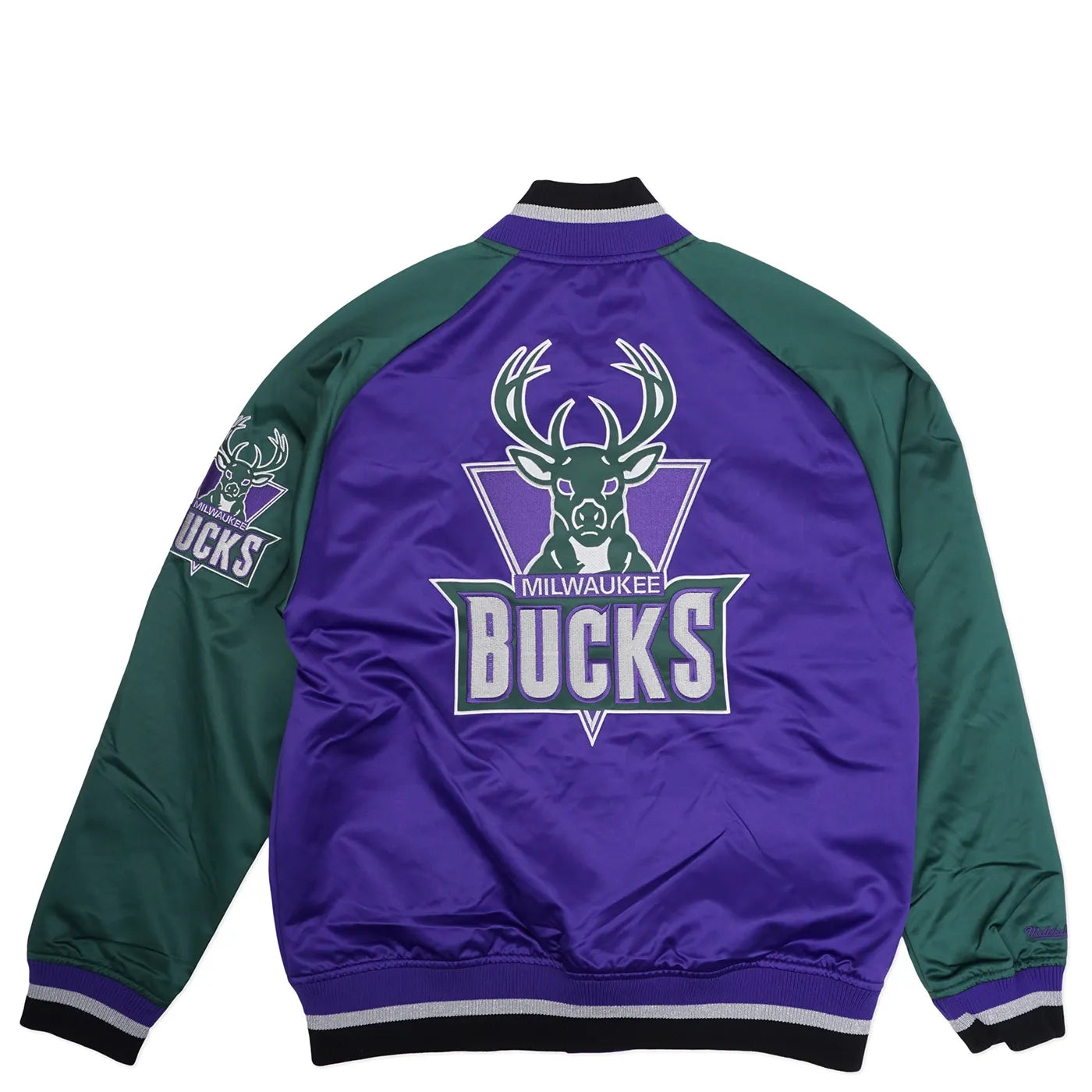 Mitchell & Ness Men's Playmaker Lightweight Satin Jacket Vintage Logo Bucks