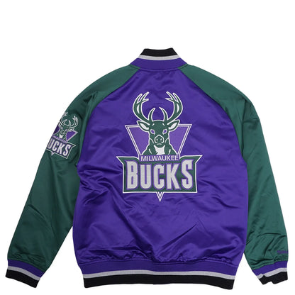 Mitchell & Ness Men's Playmaker Lightweight Satin Jacket Vintage Logo Bucks