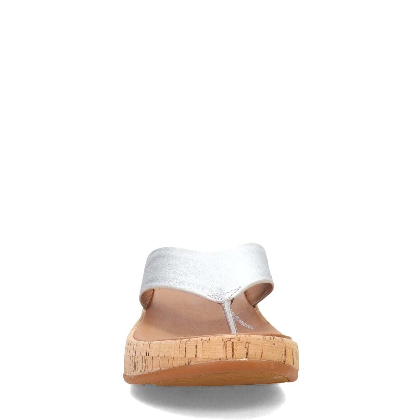 FitFlop F Mode Cork Flatform Toe Post Women's Slides — Silver Leather