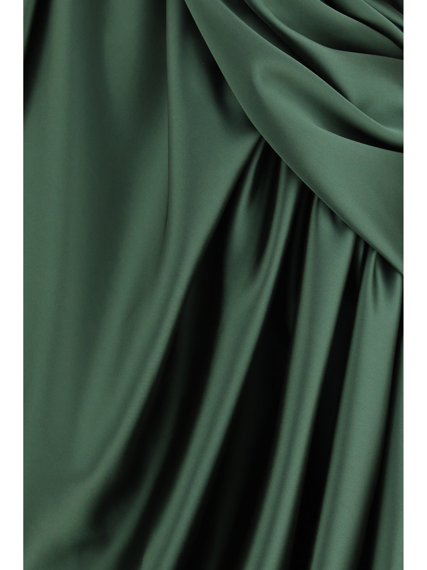 Midi Dress Draped Green Satin