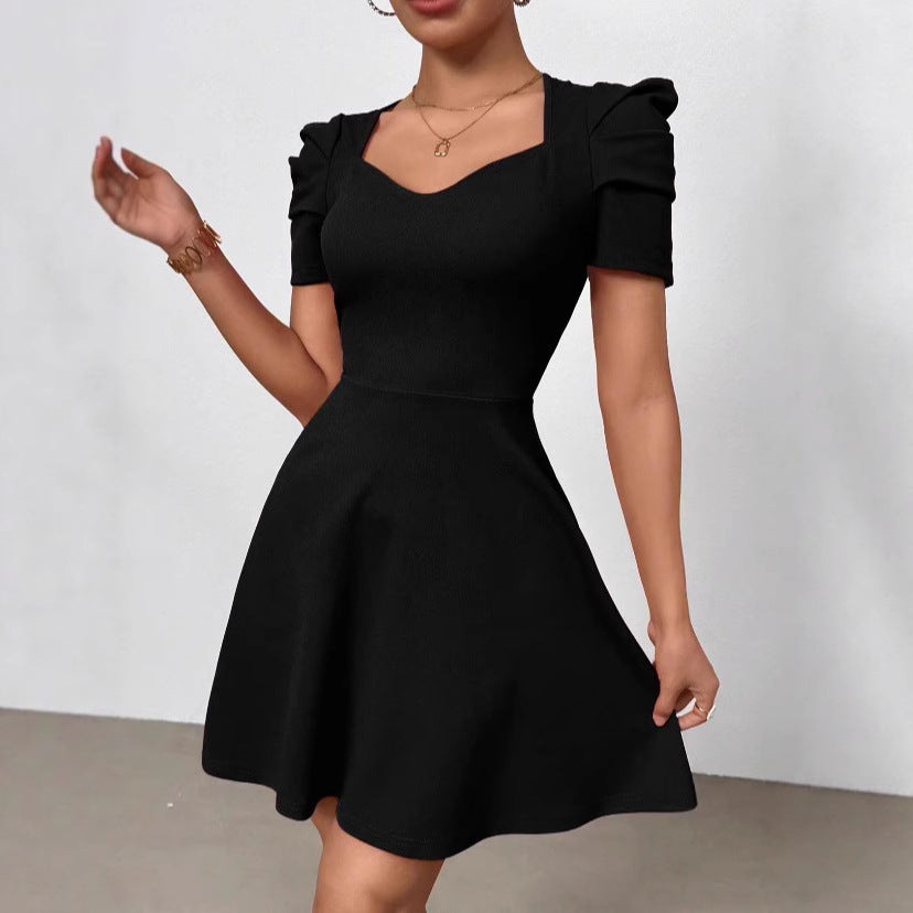Women's Boat Neck High-Waist Mini Dress – Zipper Patchwork – Zulily