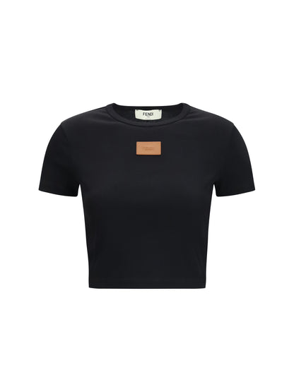 T-Shirt Cropped Ribbed Cotton Black