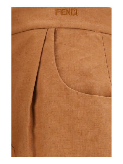 Balloon Trousers Cotton-Linen Brown