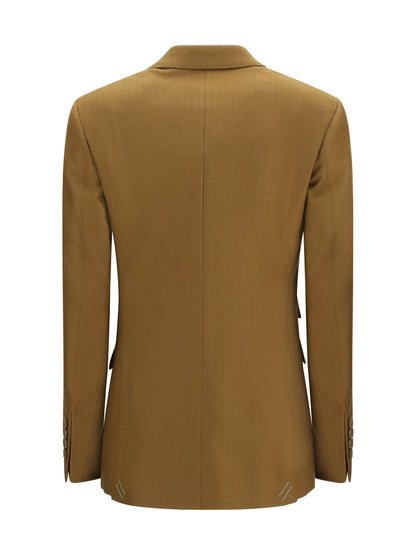 Blazer Wool and Mohair Hazelnut Brown Stripe