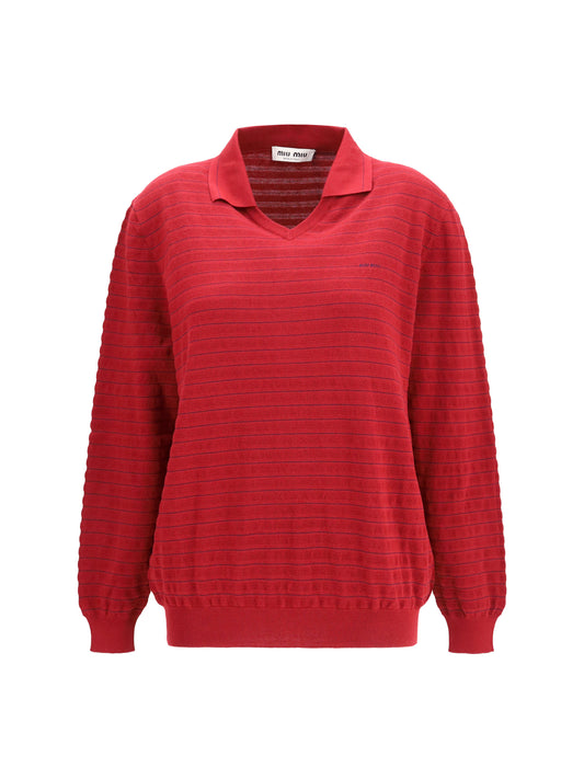 Cotton V-Neck Sweater Amaranth