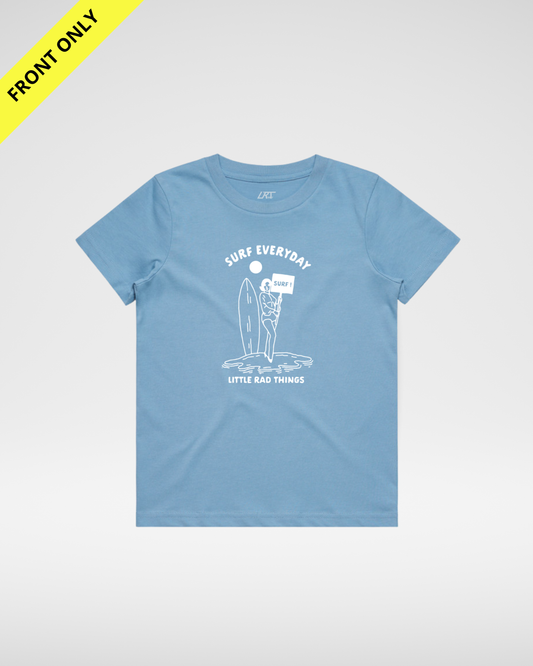Surfs up Girl Tee - Cloud Blue (front Only)