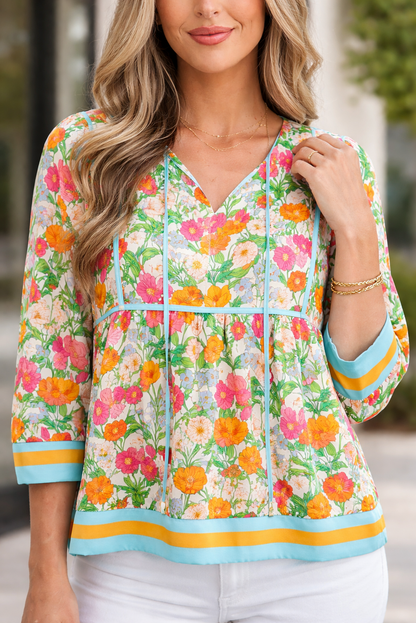 Threaded Pear Adley Puff Sleeve Babydoll Blouse
