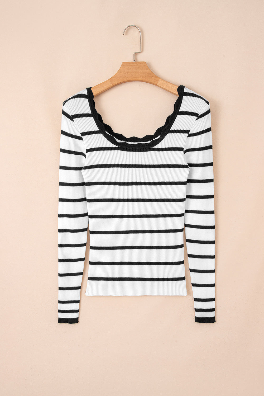 Threaded Pear Sutton Striped Ribbed Slim Sweater