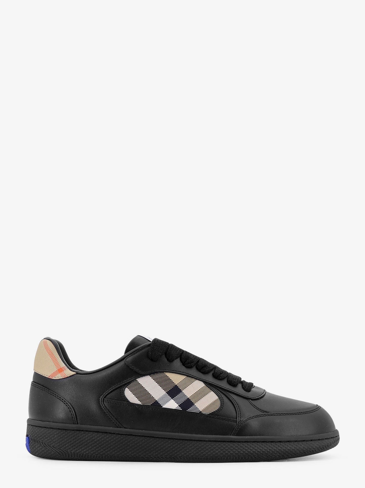 Leather Sneakers With Check Inserts