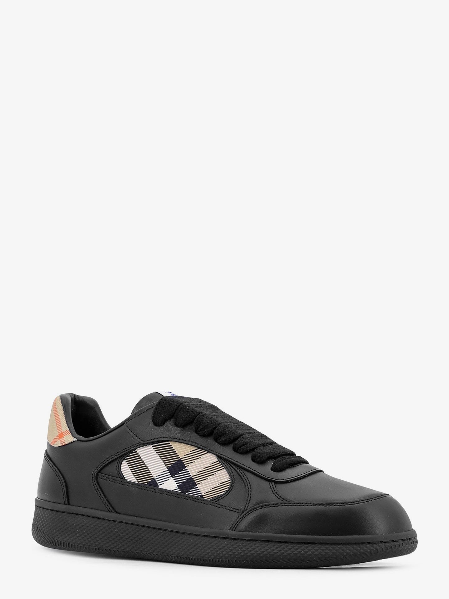 Leather Sneakers With Check Inserts