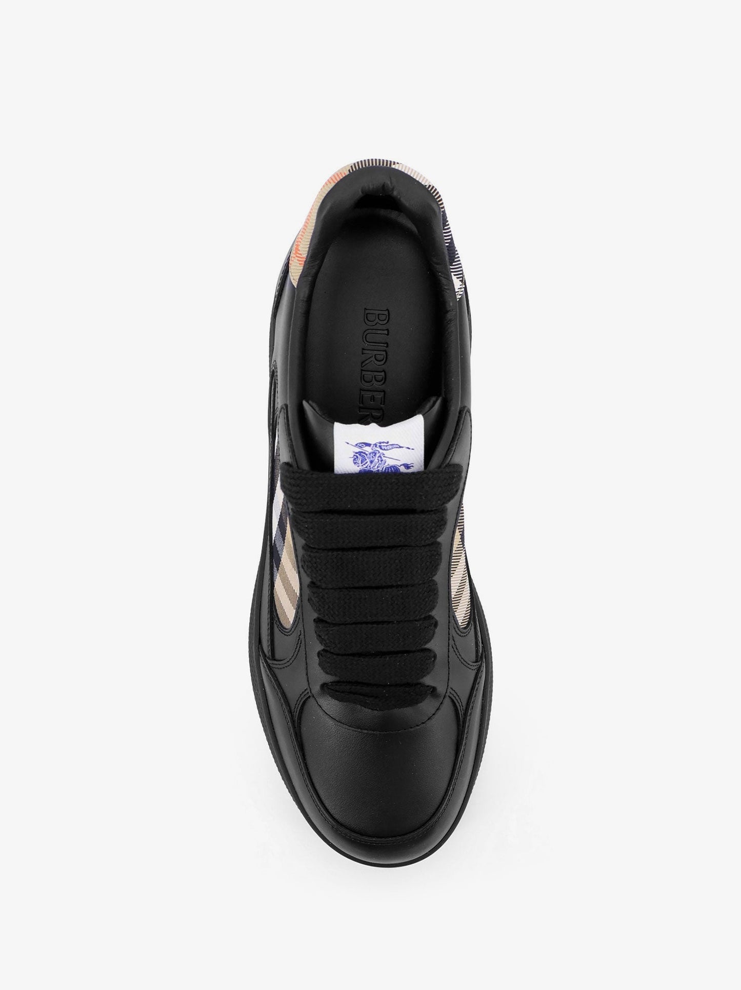Leather Sneakers With Check Inserts