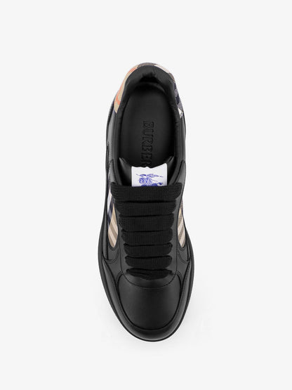 Leather Sneakers With Check Inserts