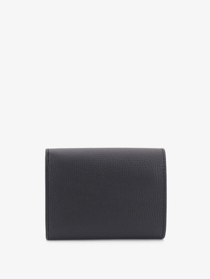 Leather Wallet Anagram Tri-Fold Black