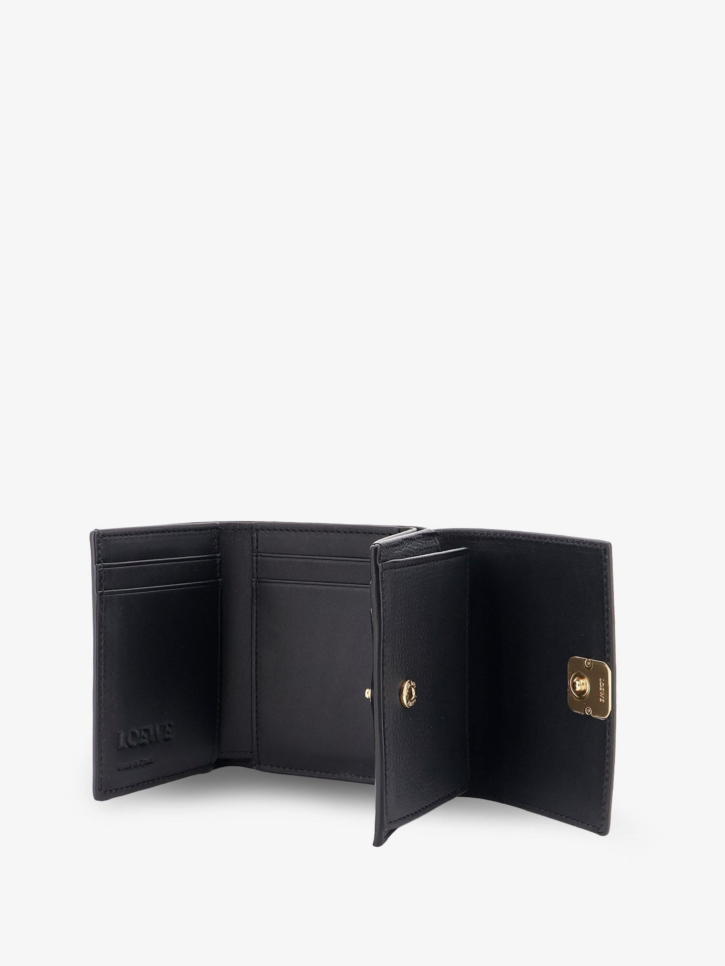 Leather Wallet Anagram Tri-Fold Black