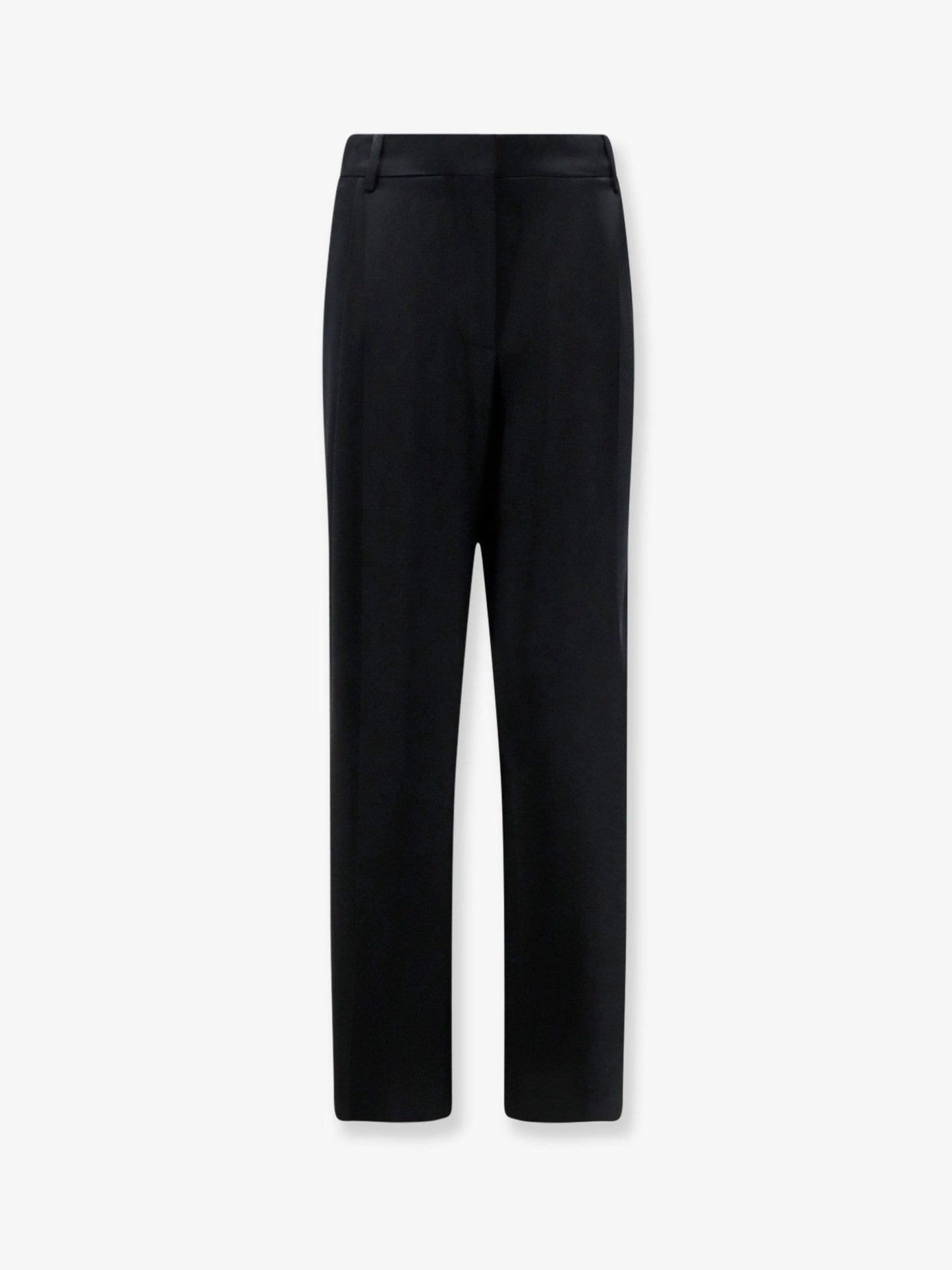 Trousers Pleated Satin Straight Leg