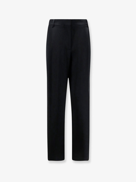 Trousers Pleated Satin Straight Leg