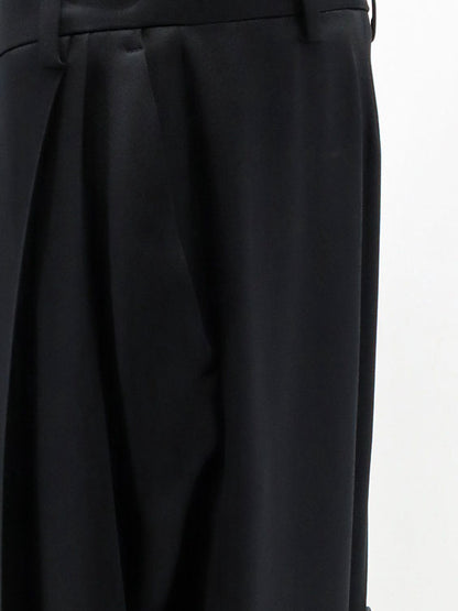 Trousers Pleated Satin Straight Leg