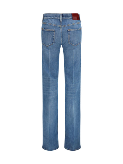 Jeans Flared Stretch Cotton Blue