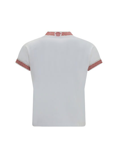 T-Shirt Greca V-Neck Optical White