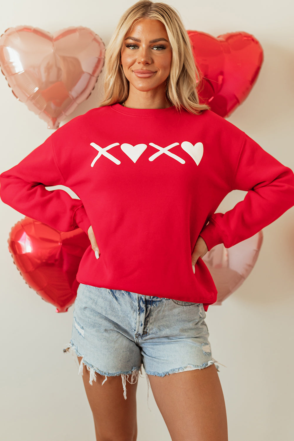 Threaded Pear Clementine Print Valentines Heart Sweatshirt