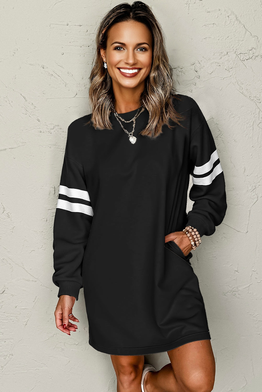 Threaded Pear Jennifer Varsity Sweatshirt Dress