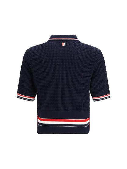 Polo Shirt Woven Cotton Navy