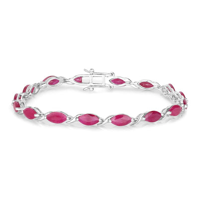 Marquise Pink Ruby Prong 10K White Gold Tennis Bracelet