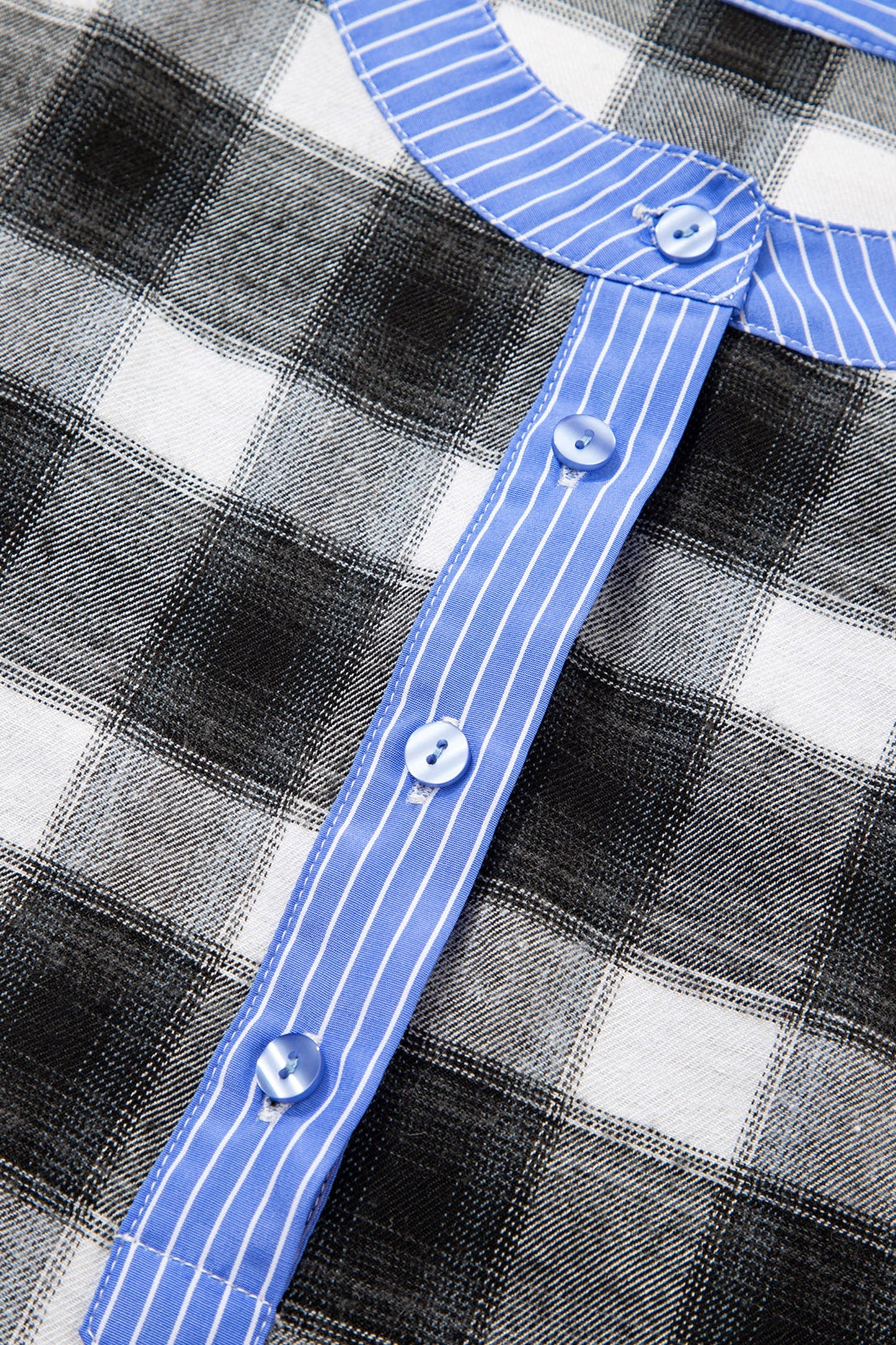 Threaded Pear Ezra Half Placket Plaid Blouse