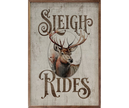 Kendrick Home Sleigh Rides Reindeer Classic Whitewash